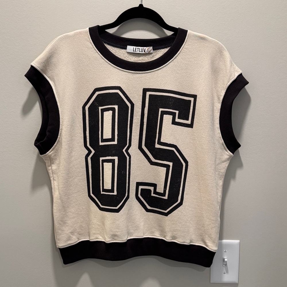 LETUV Women's Cream and Black Muscle Tee